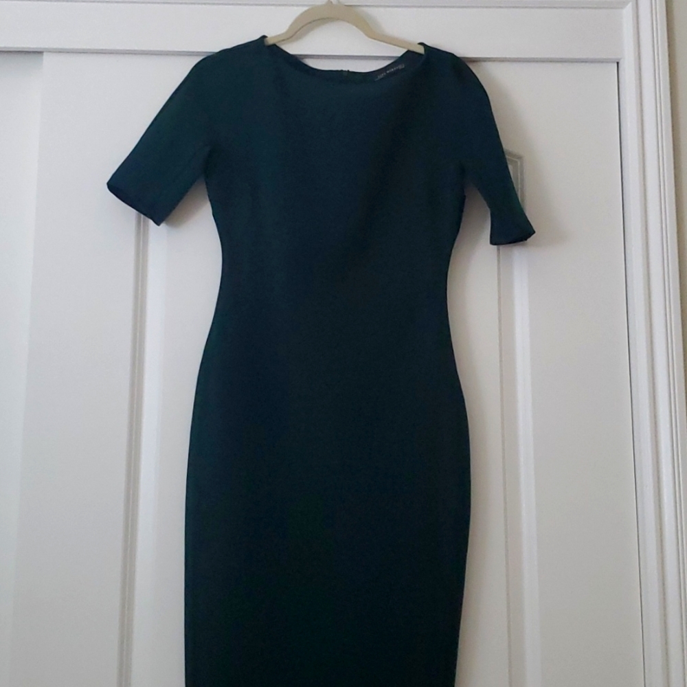 Zara Dark Green Midi Bodycon Dress size S